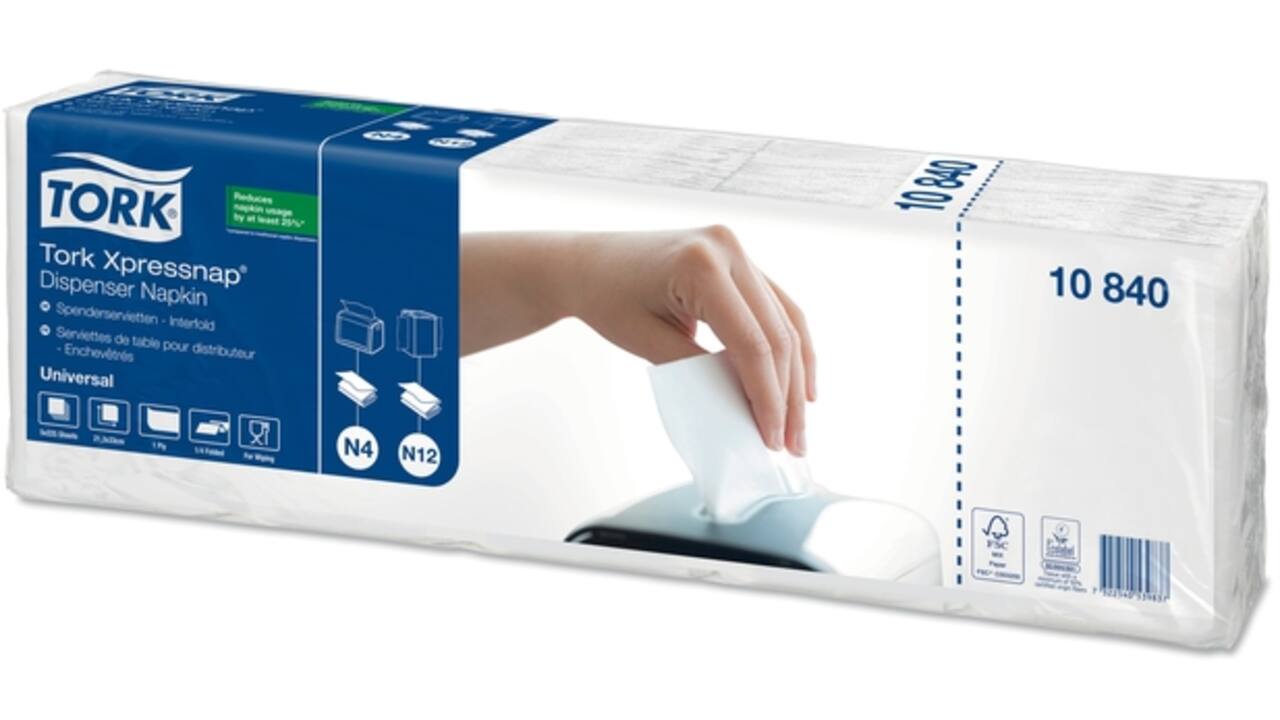 Servetten Tork Xpressnap® N4 Universal 22x33cm 1/4 vouw 1-laags wit 10840