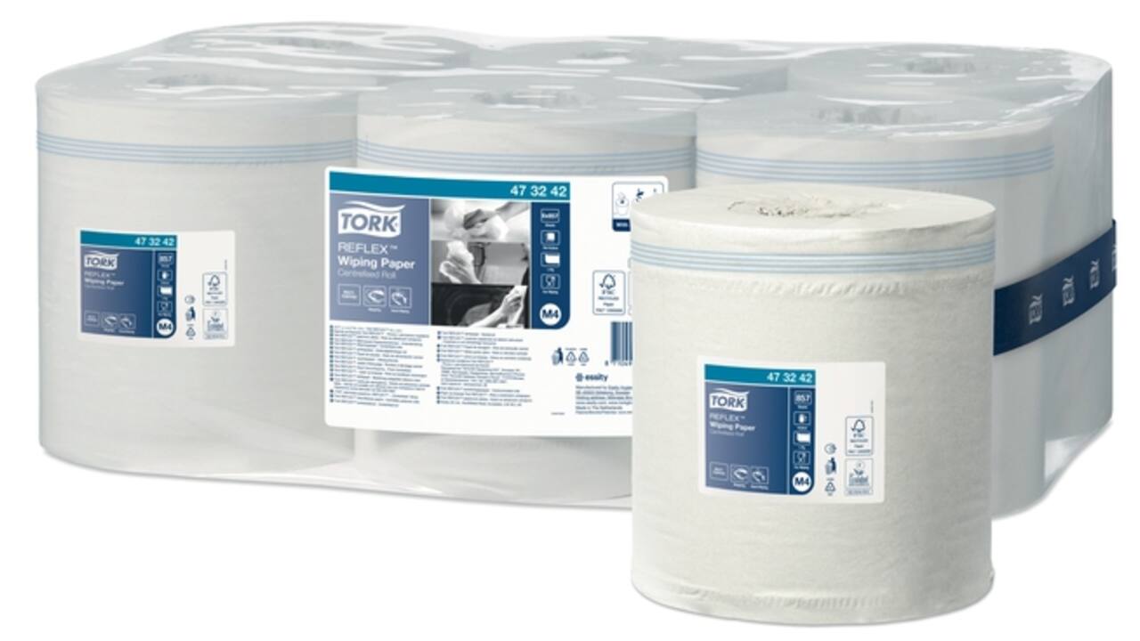 Poetsrol Tork Reflex™ M4 Centerfeed 1-laags 300m wit 473242