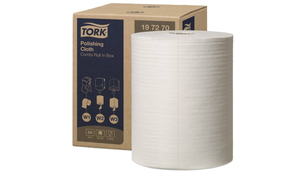 Reinigingsdoek Tork Polishing Combi W1/2/3 nonwoven 450vel wit 197270