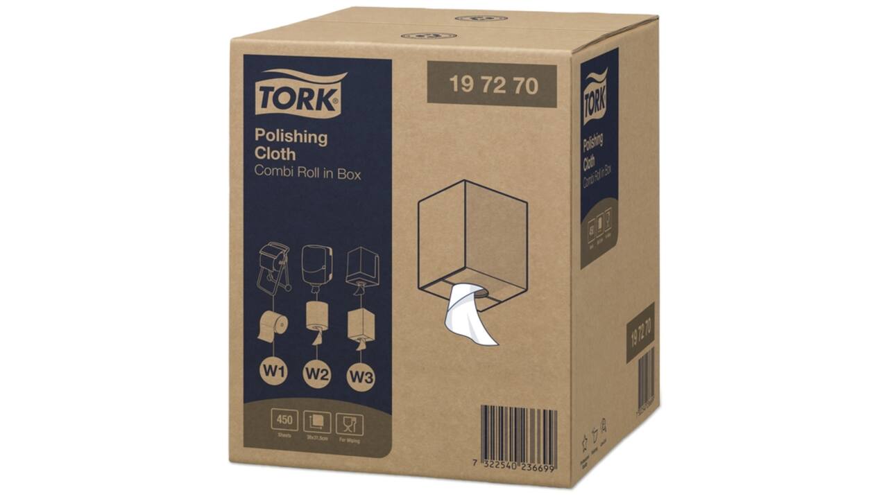 Reinigingsdoek Tork Polishing Combi W1/2/3 nonwoven 450vel wit 197270
