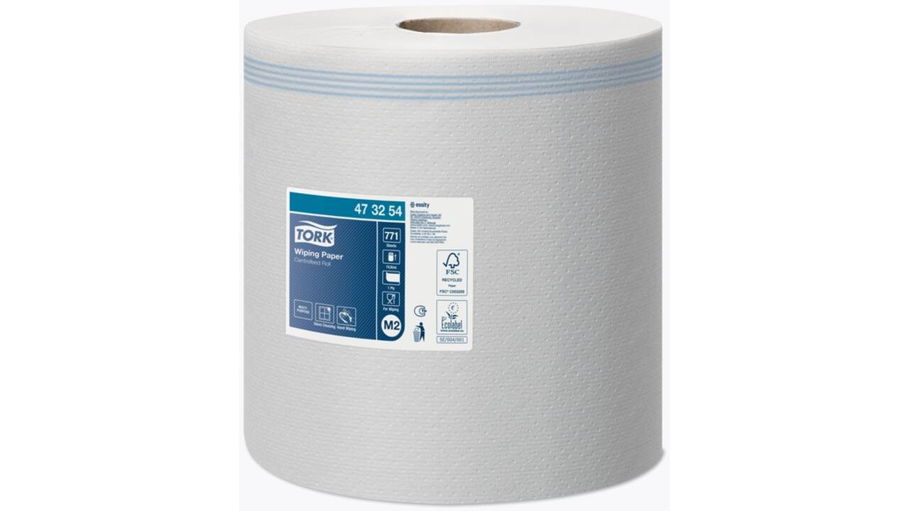 Poetspapier Tork M2 centerfeed 1-laags 270m 771vel wit 473254