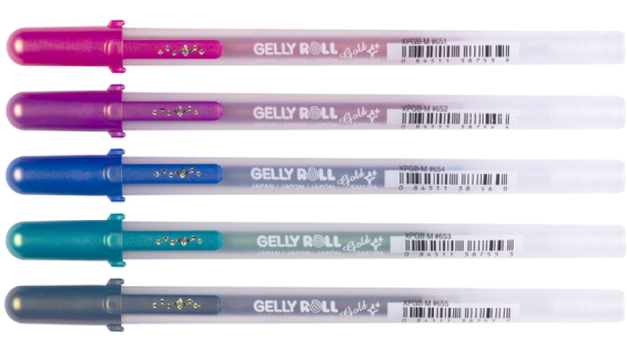 Gelschrijver Sakura Gelly Roll Gold Shadow set à 5 kleuren