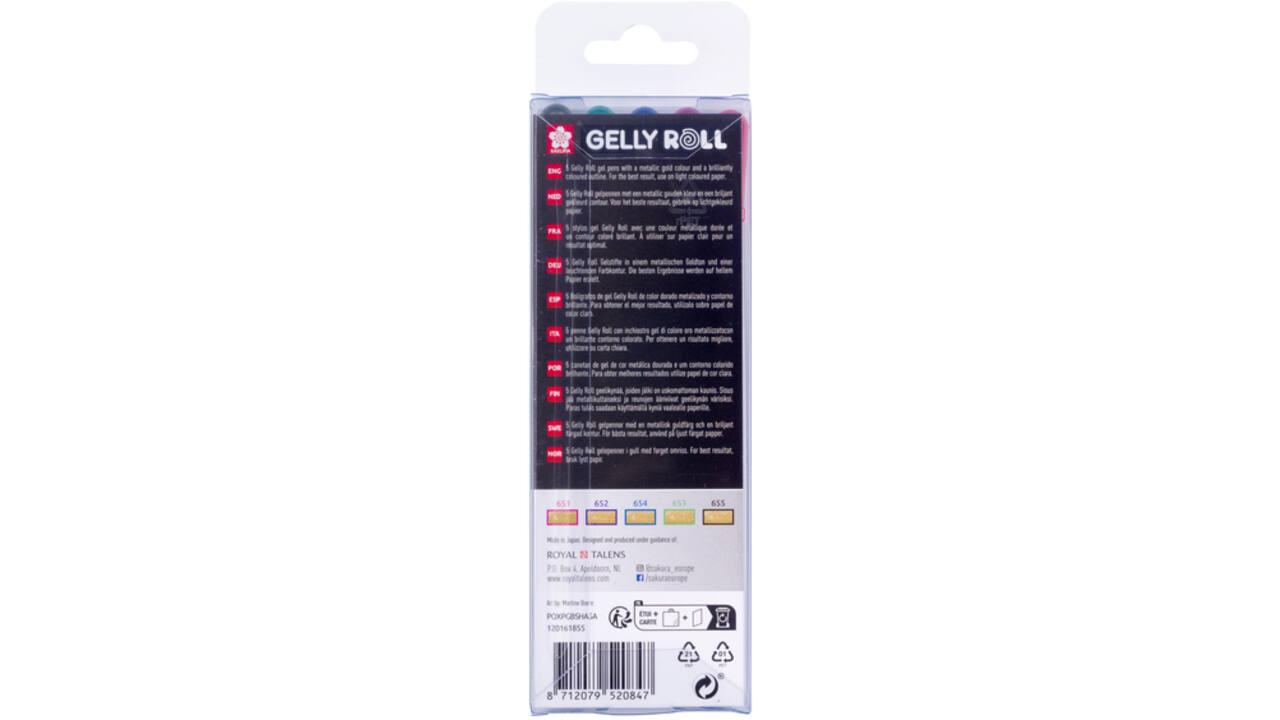 Gelschrijver Sakura Gelly Roll Gold Shadow set à 5 kleuren