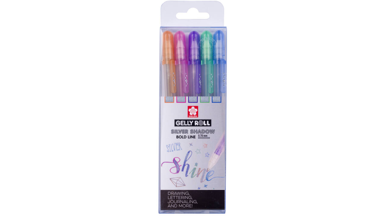 Gelschrijver Sakura Gelly Roll Silver Shadow set à 5 kleuren