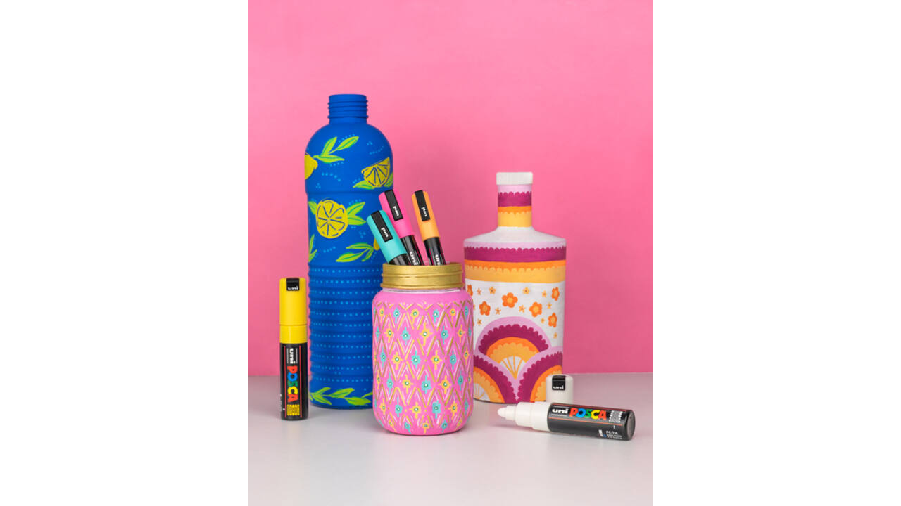 Verfstift Posca Sticker Graffiti assorti metalen koffer à 20 stuks