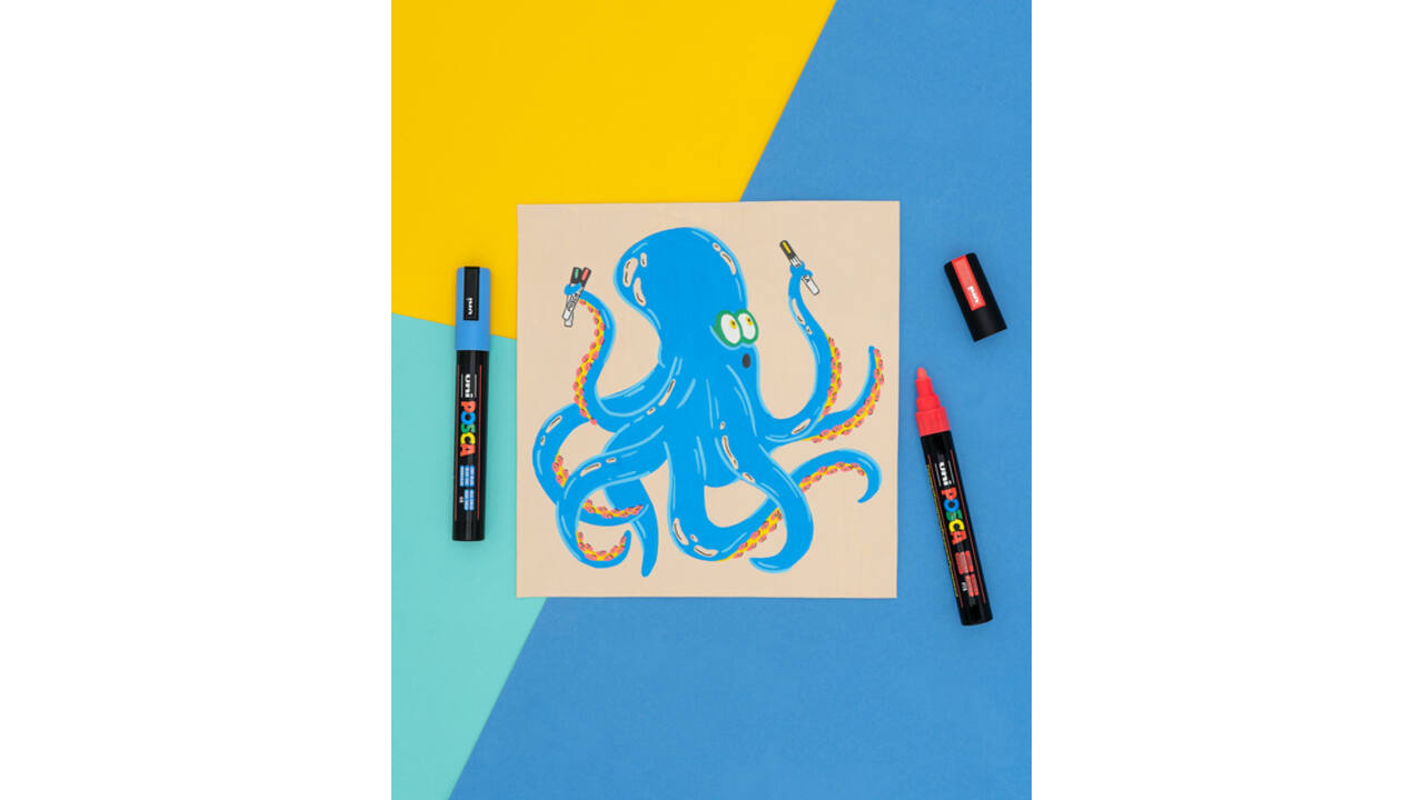 Verfstift Posca Sticker Graffiti assorti metalen koffer à 20 stuks