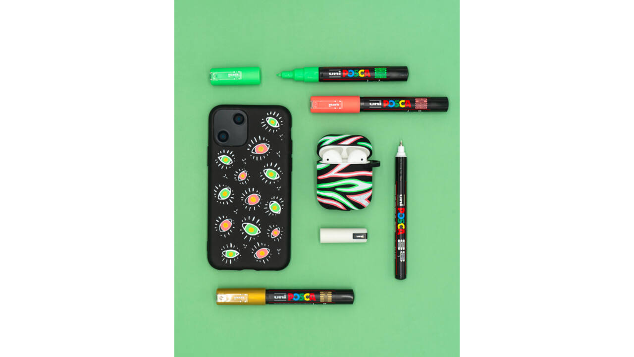 Verfstift Posca Sticker Graffiti assorti metalen koffer à 20 stuks