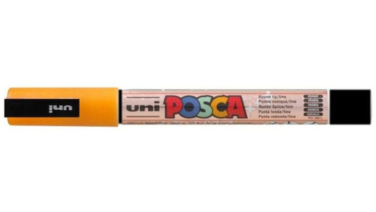 Verfstift Posca PC3M fijn glitter oranje
