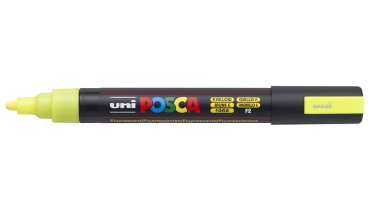 Verfstift Posca PC5M medium fluor geel