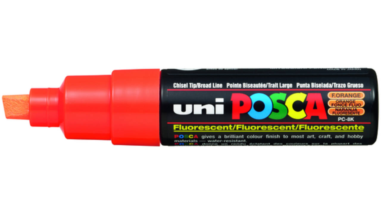 Verfstift Posca PC8K breed schuin fluor oranje