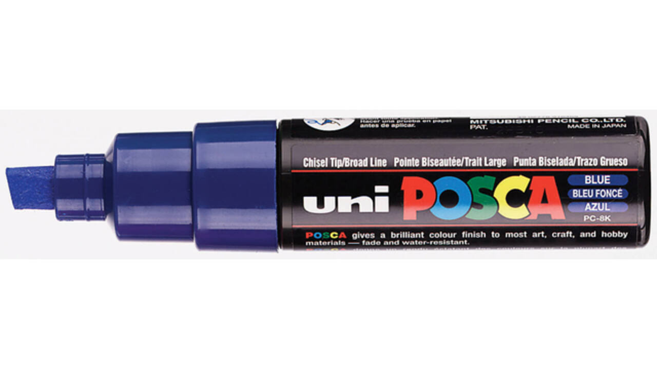 Verfstift Posca PC8K breed schuin donkerblauw