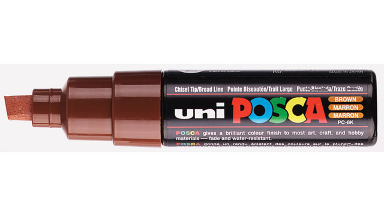 Verfstift Posca PC8K breed schuin bruin