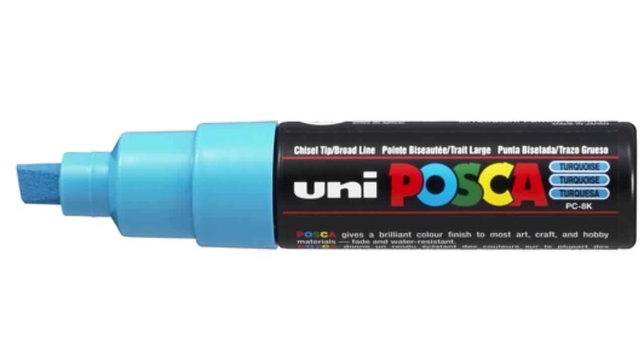 Verfstift Posca PC8K breed schuin fluor turquoise