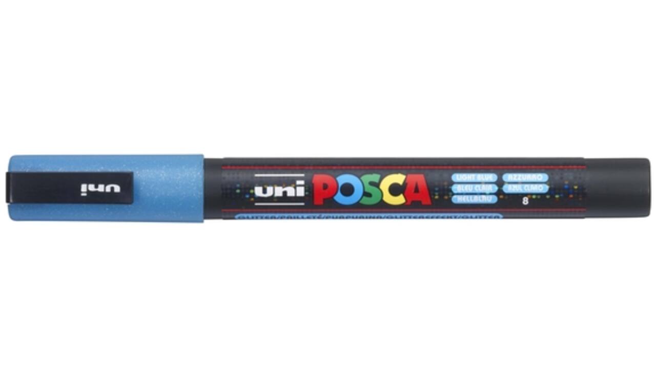 Verfstift Posca PC3M fijn glitter lichtblauw