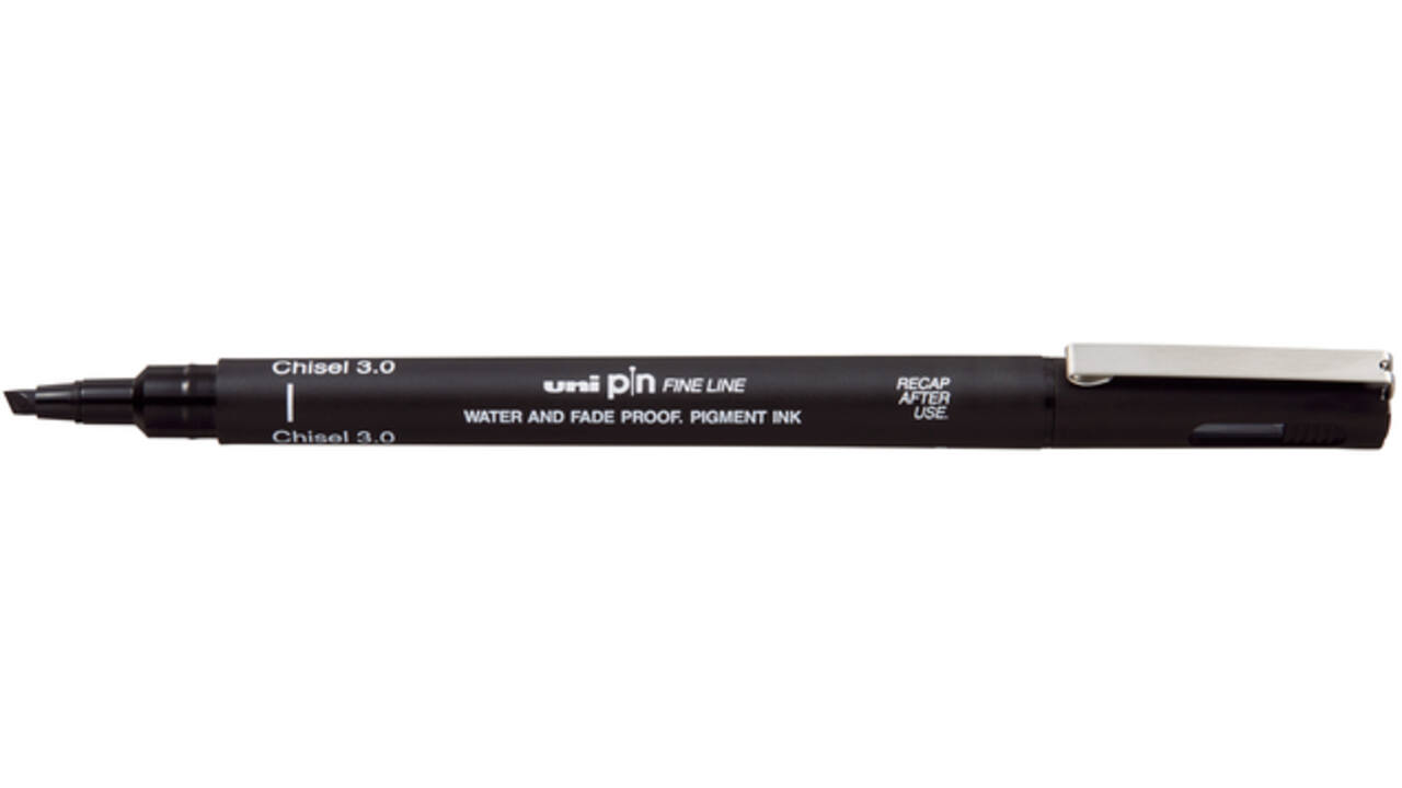 Fineliner Uni-ball Pin beitelpunt 3mm zwart