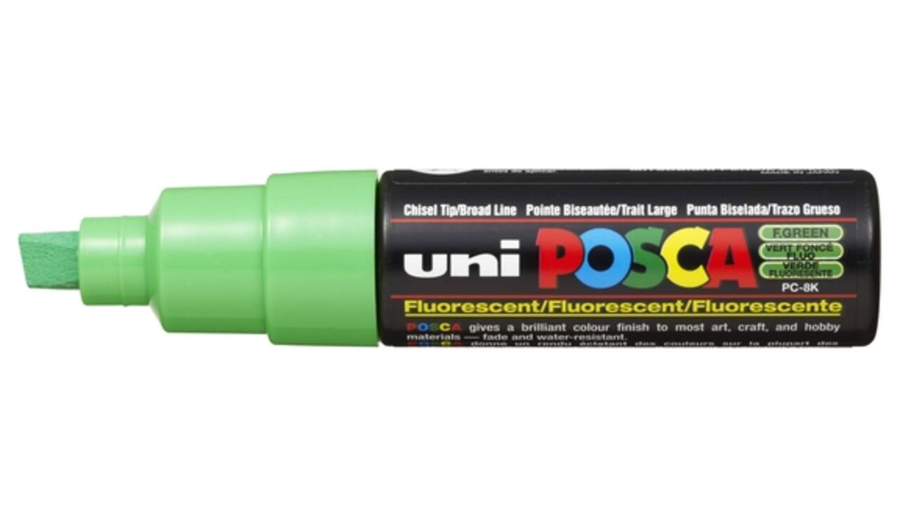 Verfstift Posca PC8K breed schuin fluor groen