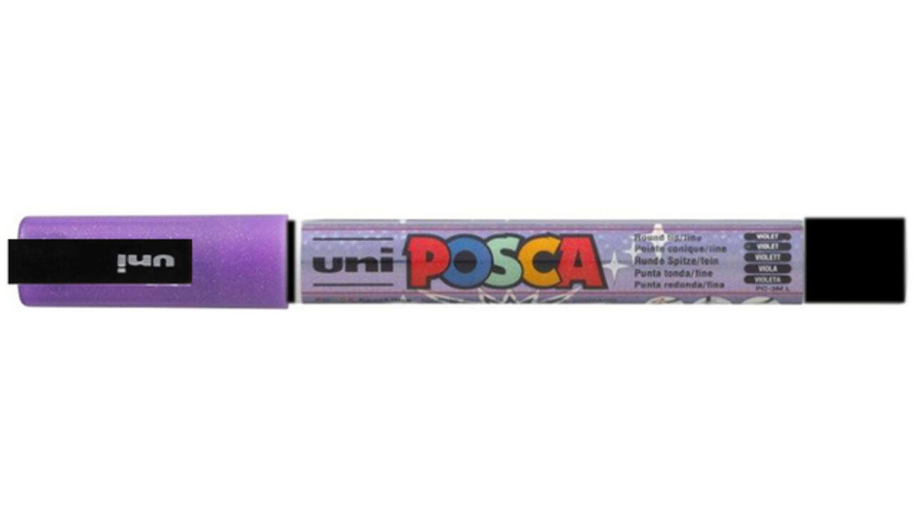 Verfstift Posca PC3M fijn glitter paars
