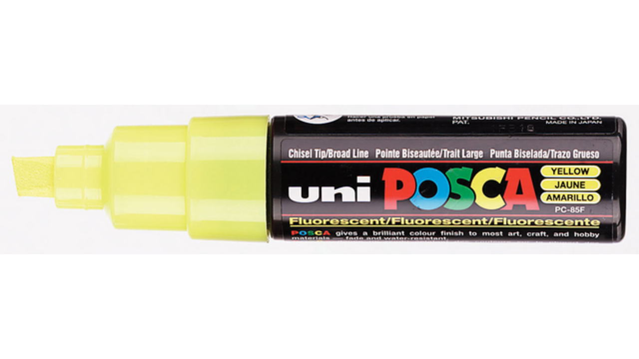 Verfstift Posca PC8K breed schuin geel