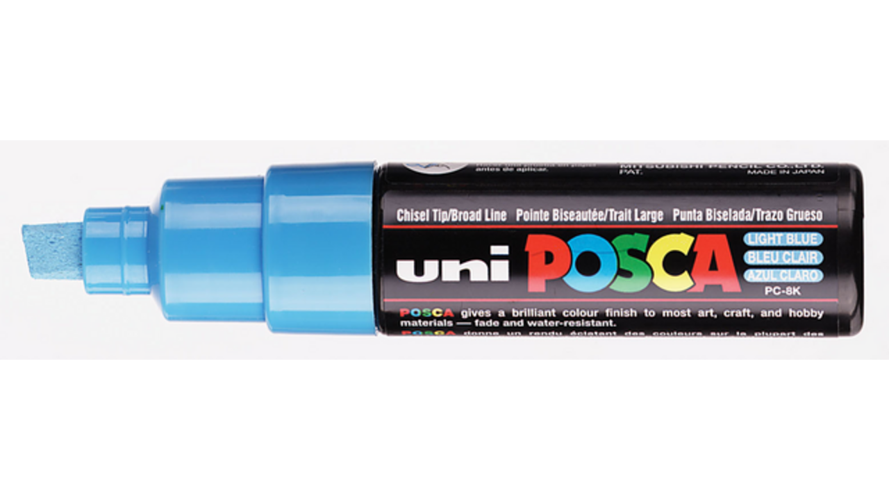 Verfstift Posca PC8K breed schuin lichtblauw