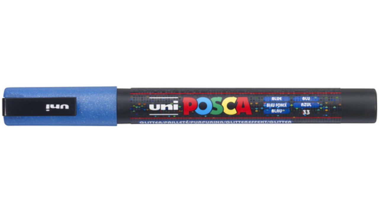 Verfstift Posca PC3M fijn glitter donkerblauw