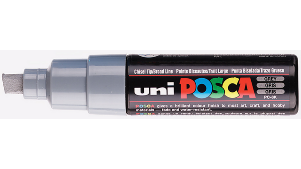 Verfstift Posca PC8K breed schuin grijs