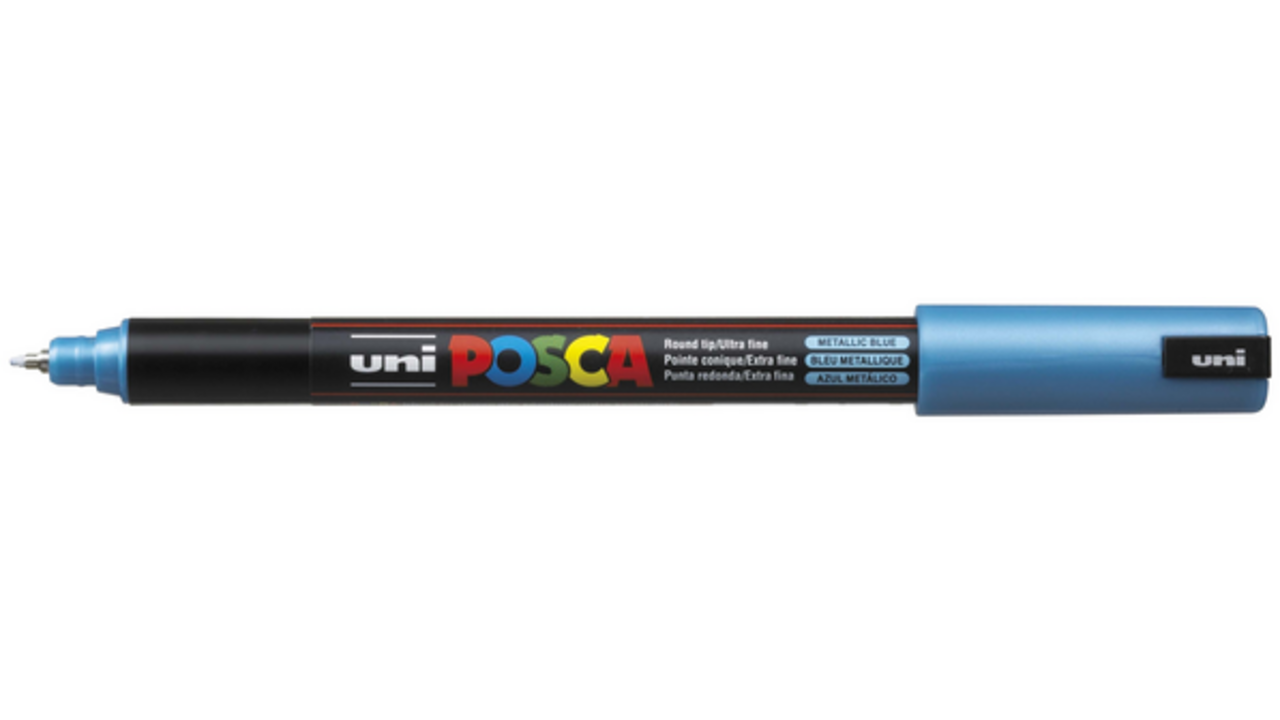 Verfstift Posca PC1MR extra fijn metallic blauw