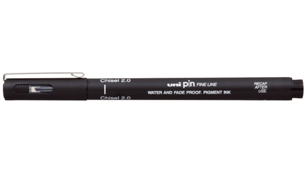 Fineliner Uni-ball Pin beitelpunt 2mm zwart