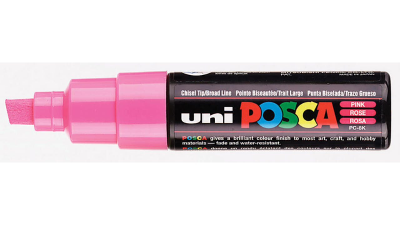 Verfstift Posca PC8K breed schuin roze