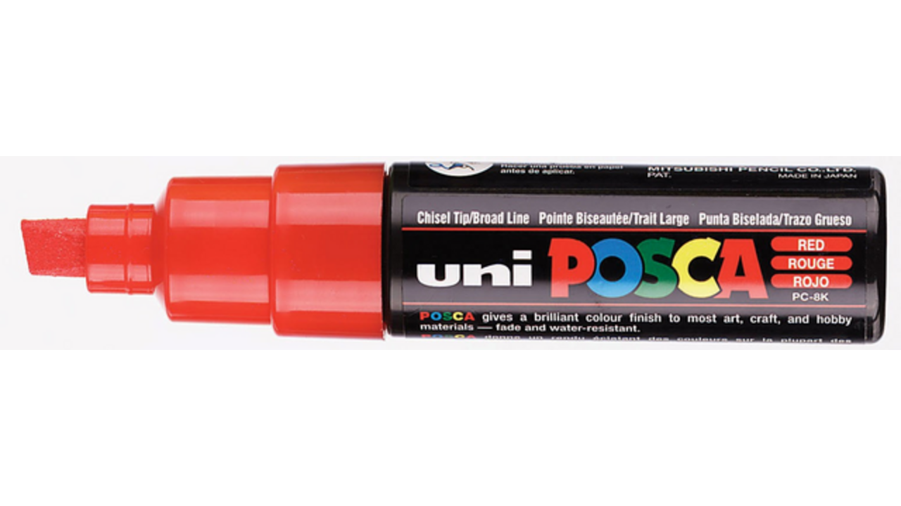 Verfstift Posca PC8K breed schuin rood