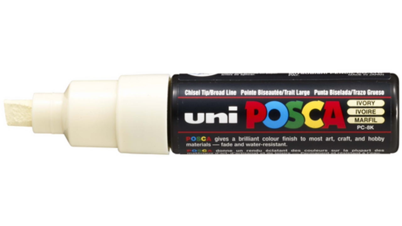 Verfstift Posca PC8K breed schuin ivoor