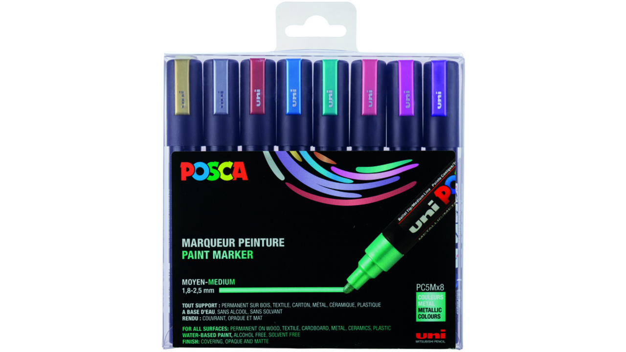 Verfstift Posca PC5M medium metallic assorti set à 8 stuks