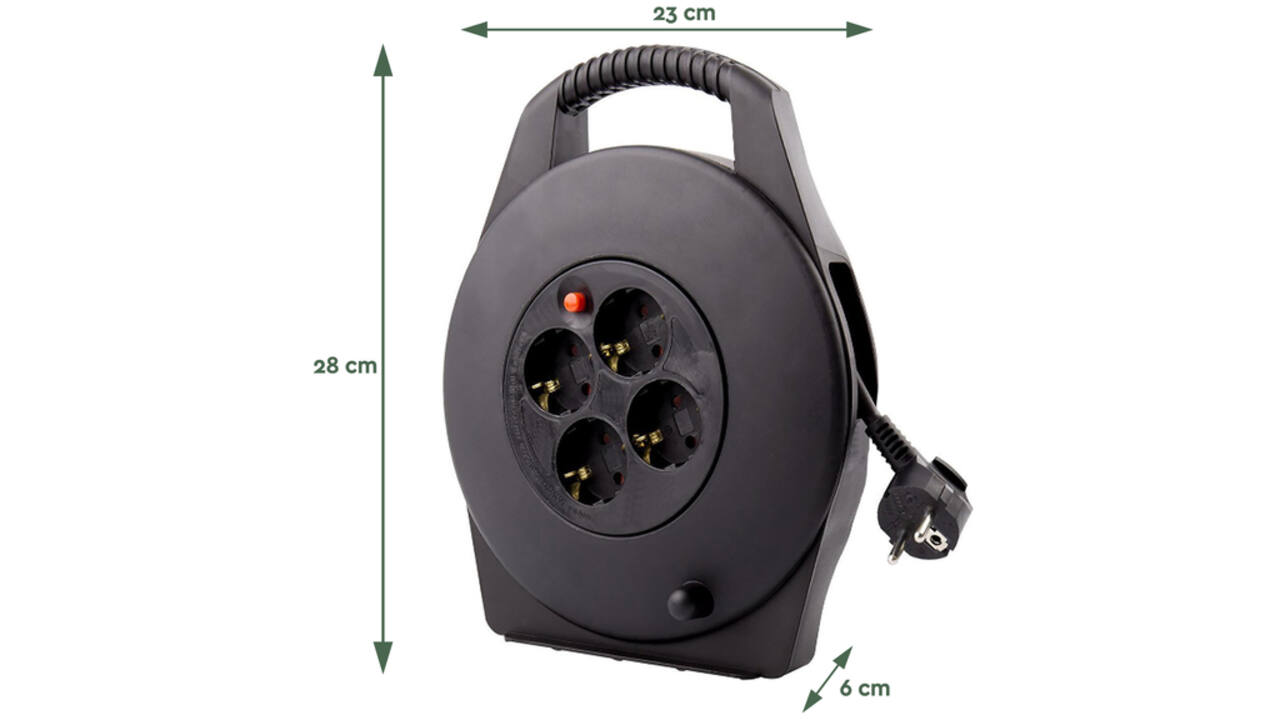 Kabelhaspel BRASQ 4 voudig 10 meter zwart