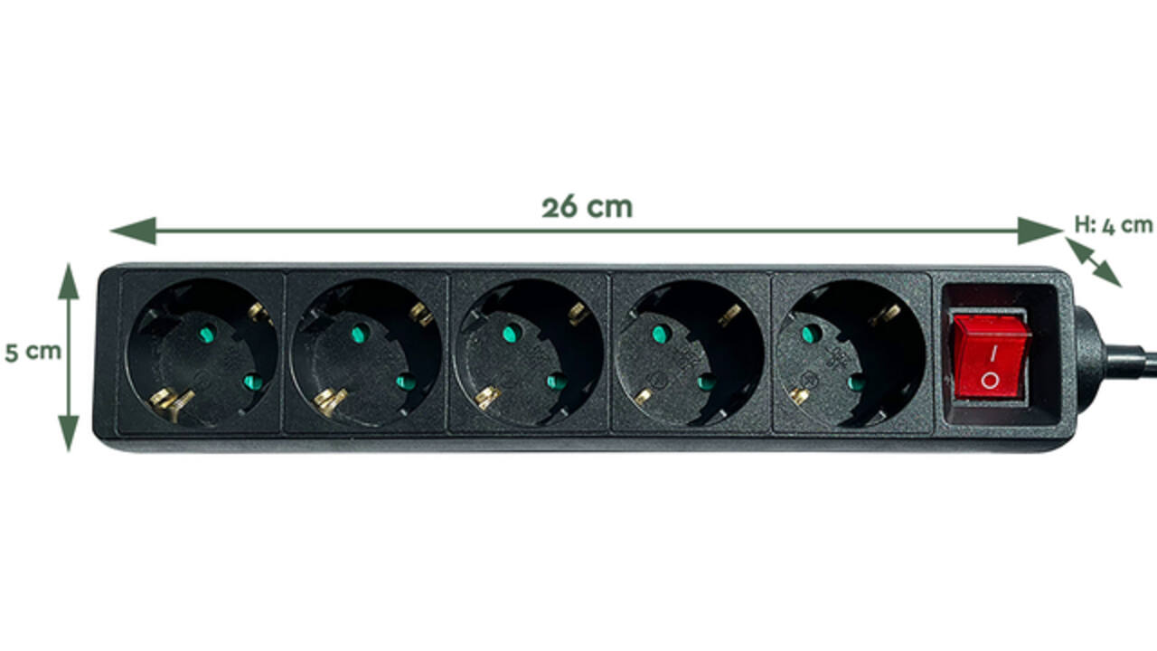 Stekkerdoos BRASQ 5 voudig 3 meter zwart