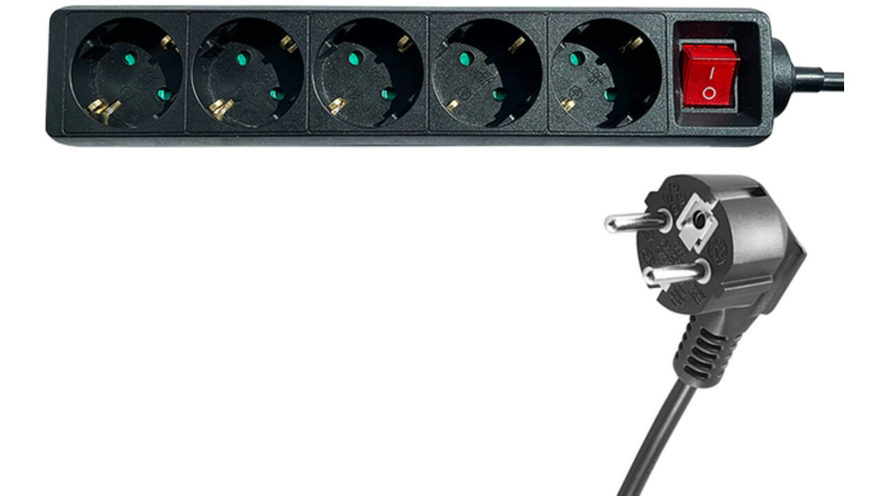 Stekkerdoos BRASQ 5 voudig 1.4 meter zwart