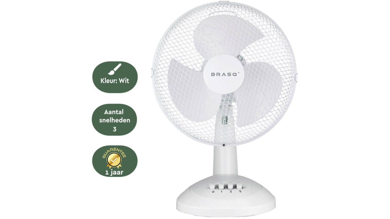 Tafelventilator BRASQ F400 Ø 30cm wit
