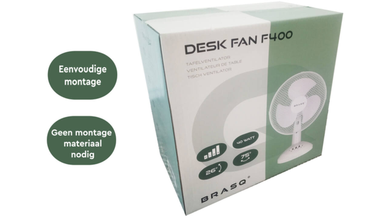 Tafelventilator BRASQ F400 Ø 30cm wit