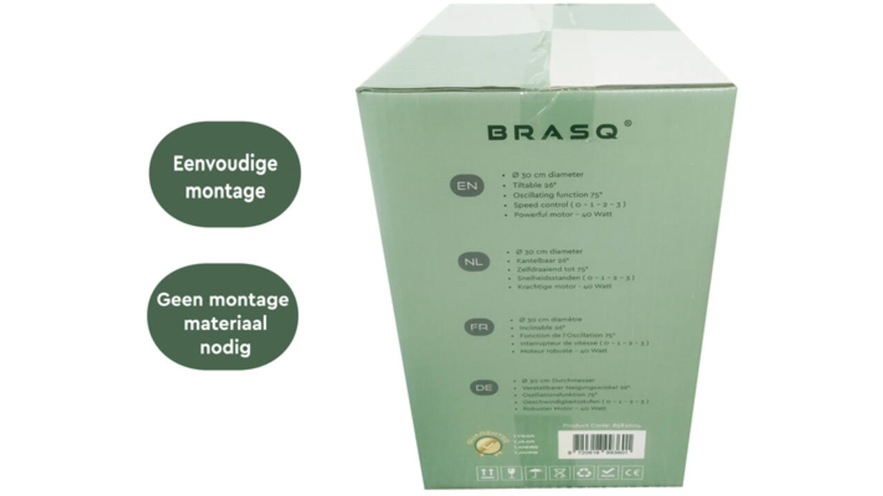 Tafelventilator BRASQ F400 Ø 30cm wit