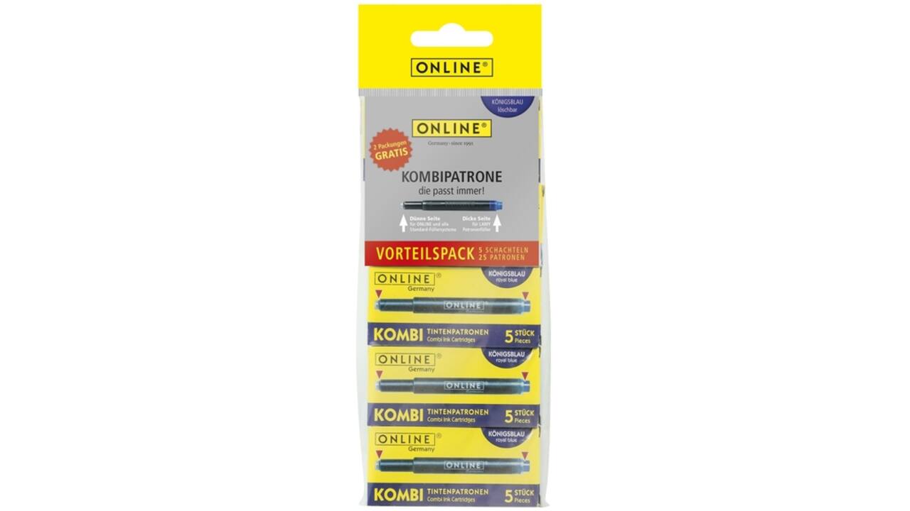 Inktpatroon Online Kombi blauw blister à 5 doosjes à 5 stuks