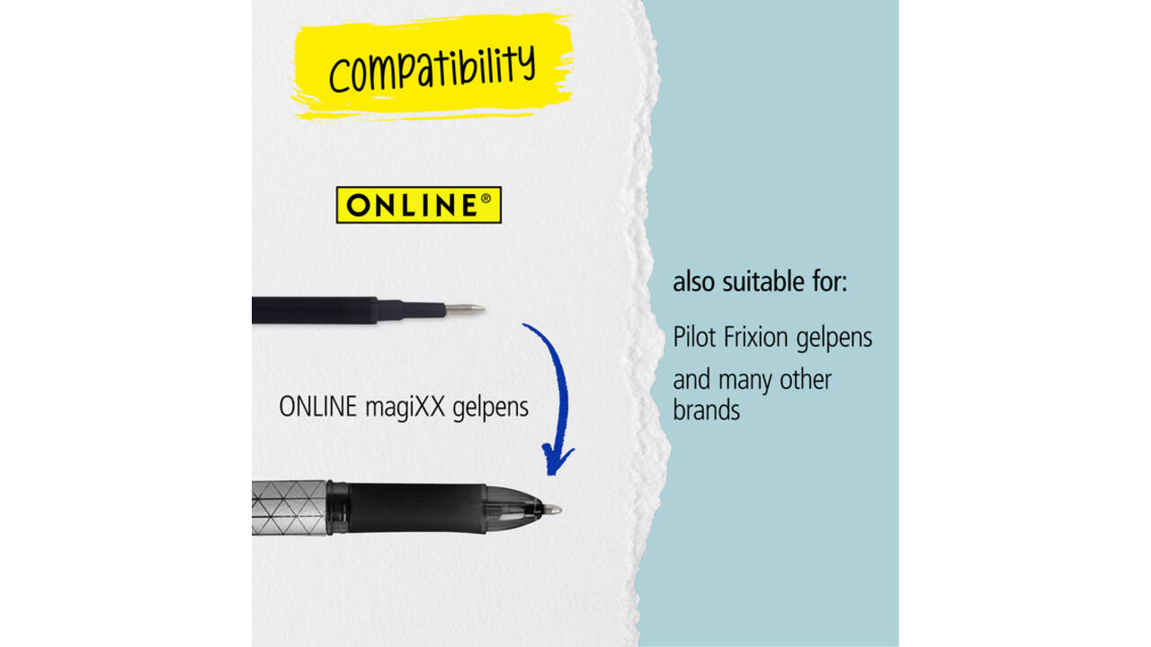 Gelschrijvervulling Online Magixx 0.7mm blauw blister à 3 stuks