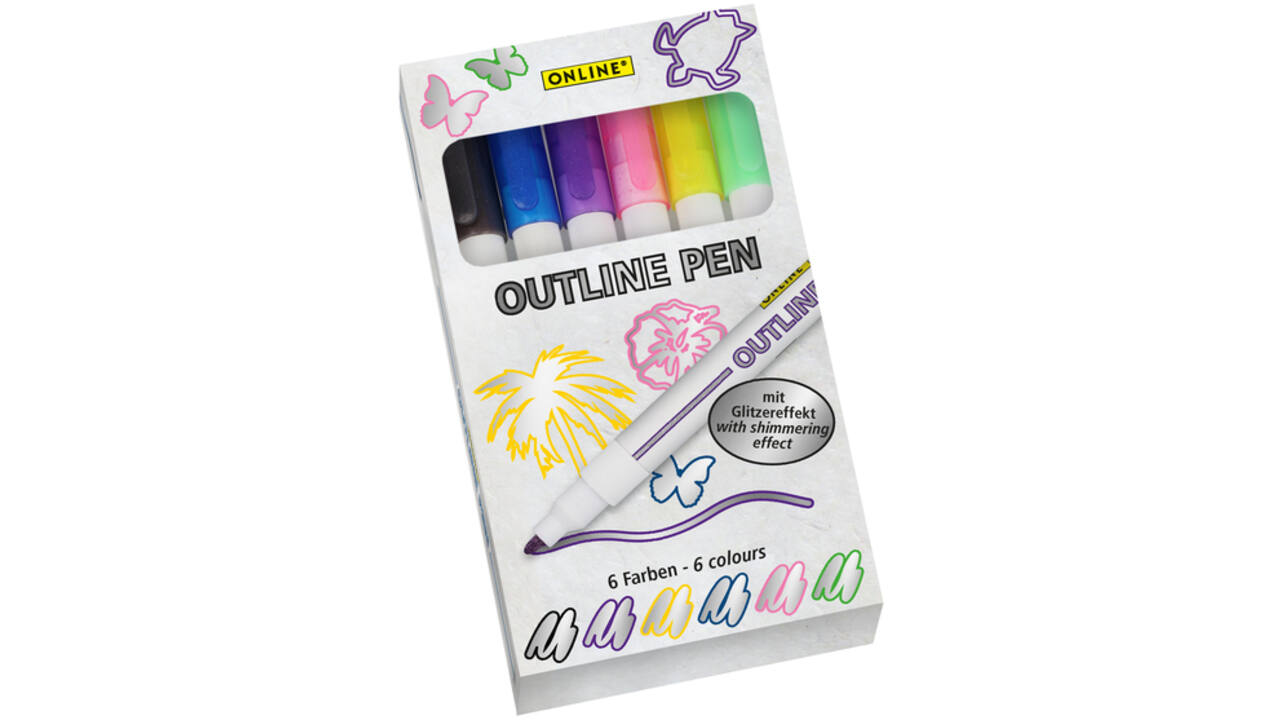 Viltstift Online Outline assorti doos à 6 stuks
