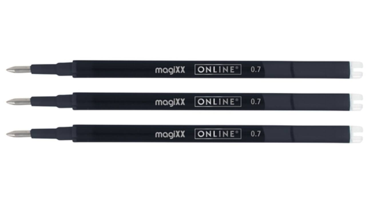 Gelschrijvervulling Online Magixx 0.7mm zwart blister à 3 stuks