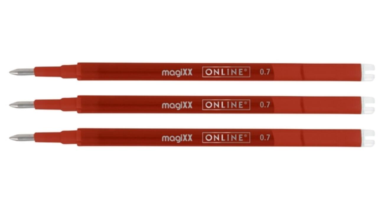 Gelschrijvervulling Online Magixx 0.7mm rood blister à 3 stuks