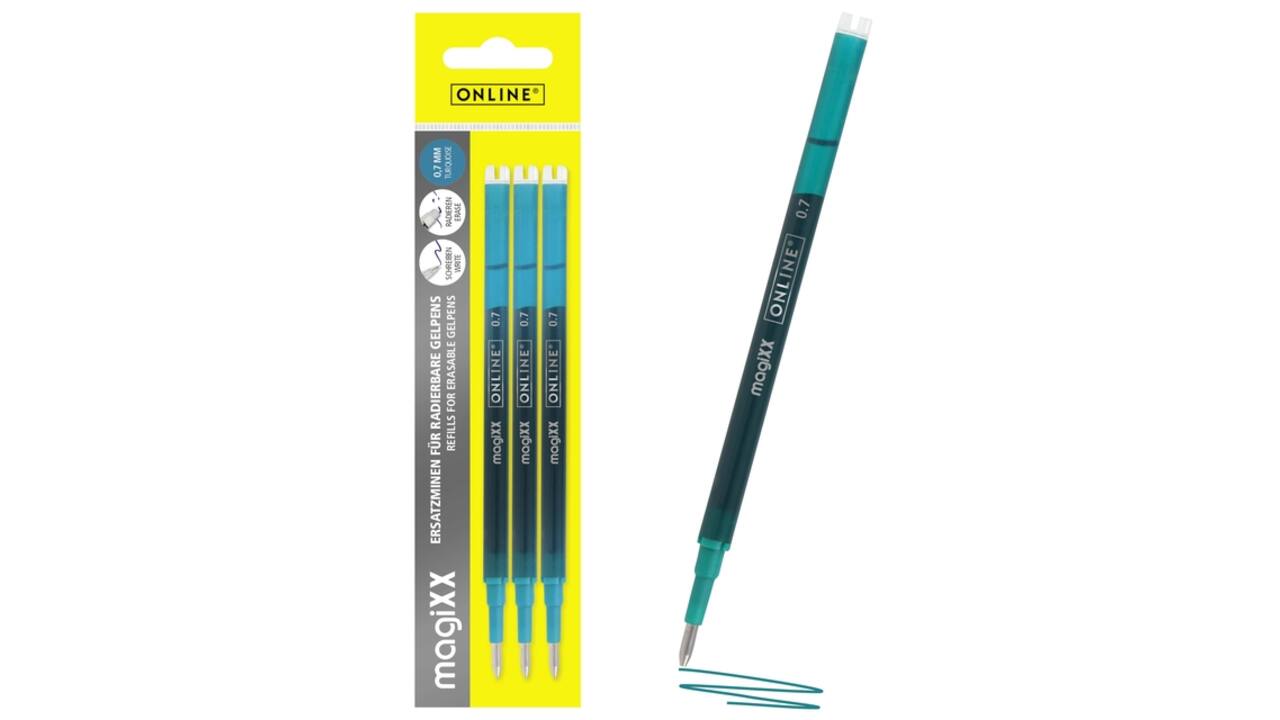 Gelschrijvervulling Online Magixx 0.7mm turquoise blister à 3 stuks