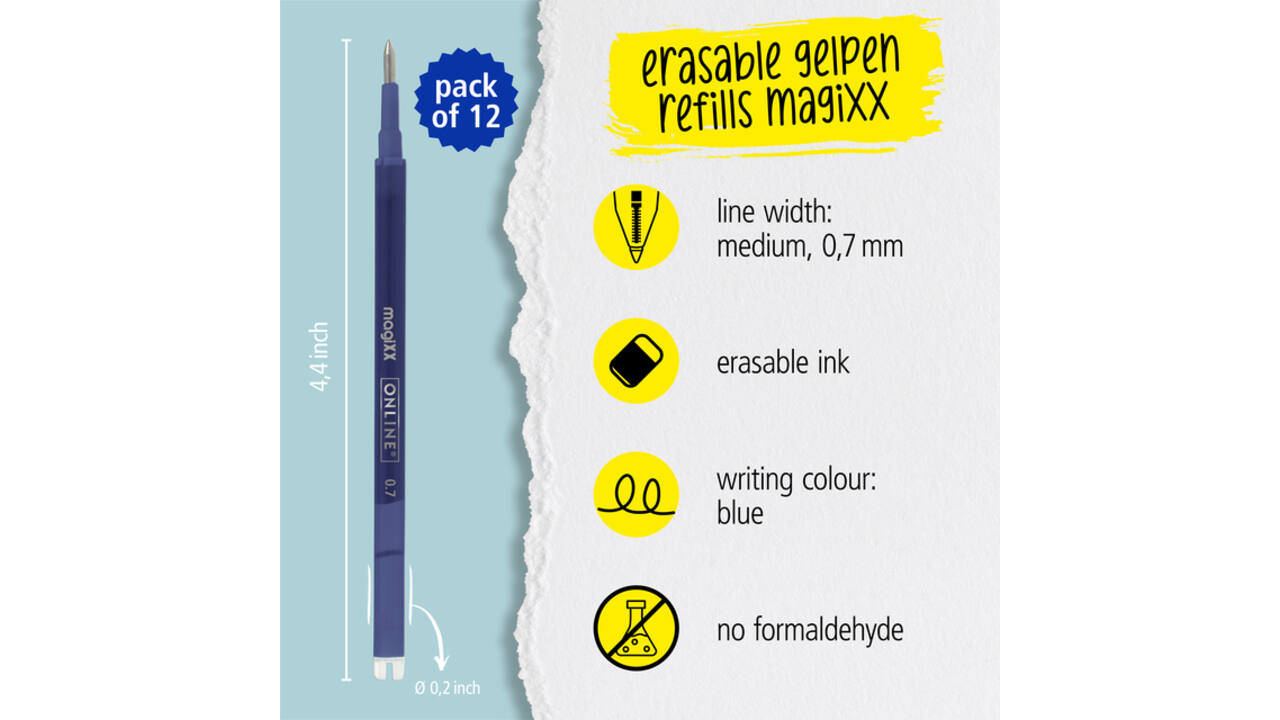 Gelschrijvervulling Online Magixx 0.7mm blauw doos à 12 stuks