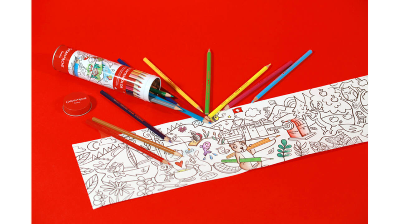 Kleurpotlood Caran d'ache Swisscolor met poster koker à 18 kleuren