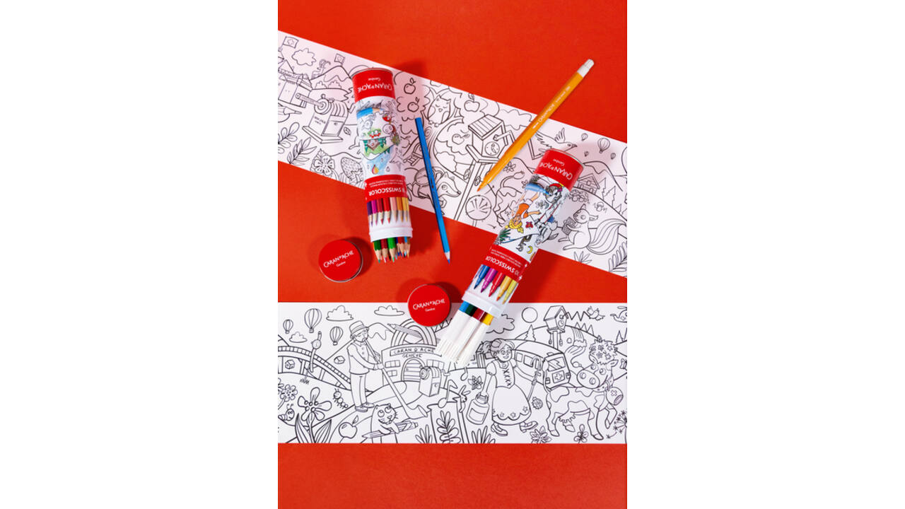Kleurpotlood Caran d'ache Swisscolor met poster koker à 18 kleuren