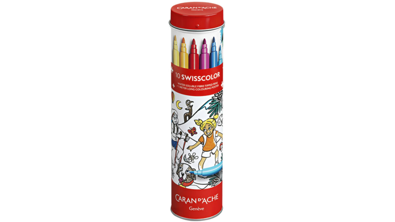 Viltstift Caran d'ache Swisscolor met poster koker à 10 kleuren