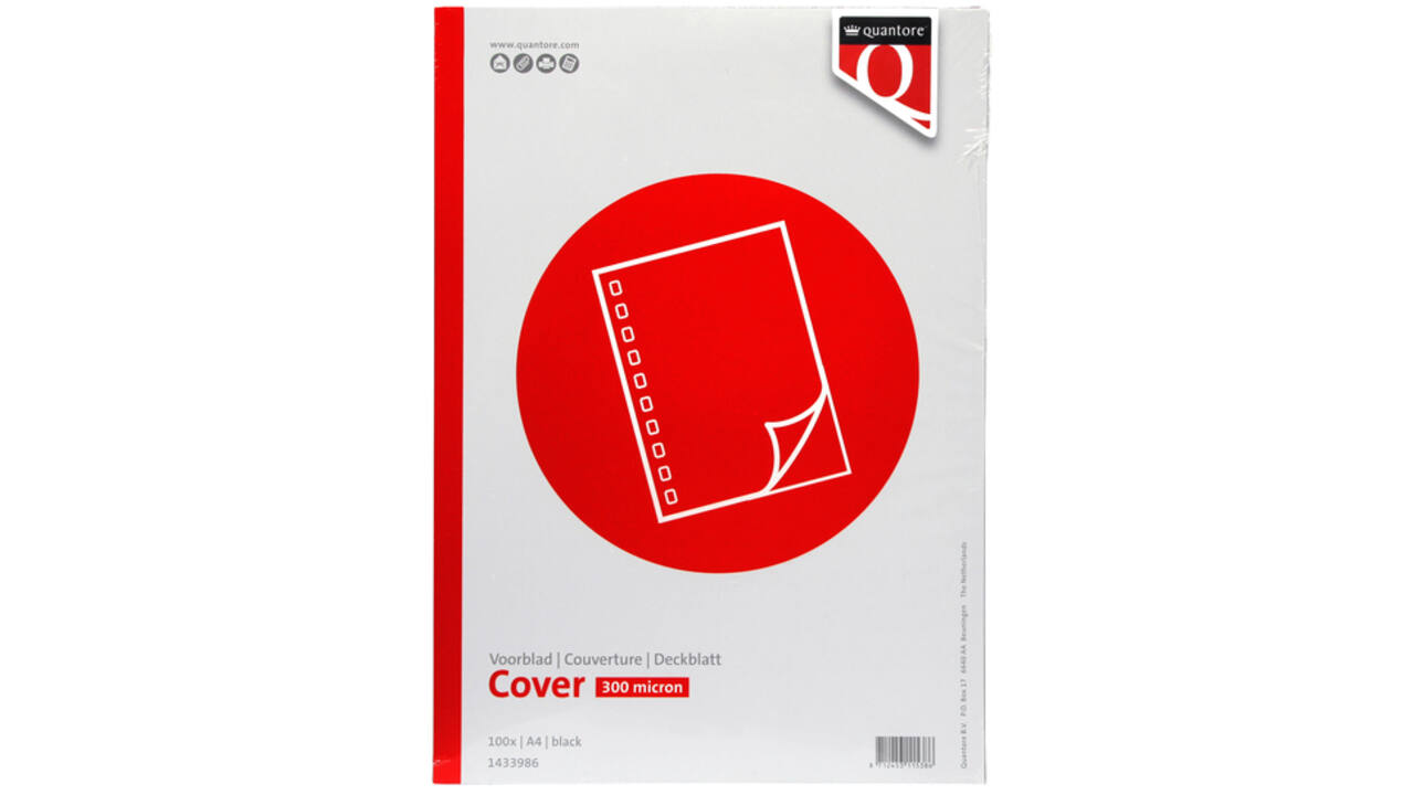 Voorblad Quantore A4 PP 300 micron zwart 100 stuks