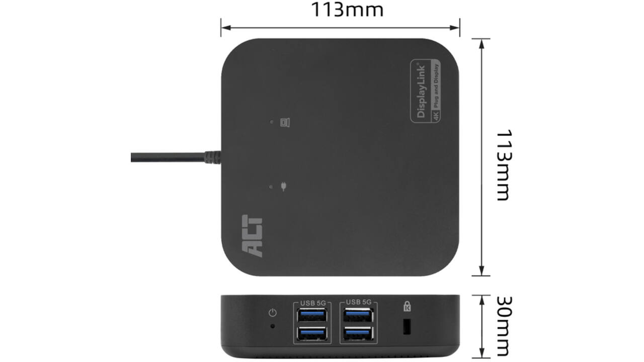 Dockingstation ACT USB-C Dual Monitor met Power Delivery