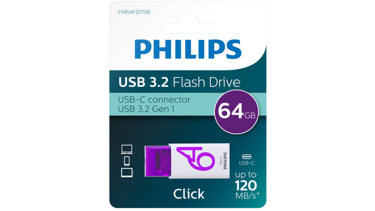 USB Stick Philips Click USB-C 64GB Magic Purple
